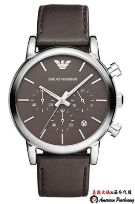 潮牌 EMPORIO ARMANI 亞曼尼手錶 AR1734 小牛皮真皮錶帶 三眼計時腕錶 手錶 海外代購-雙喜生活