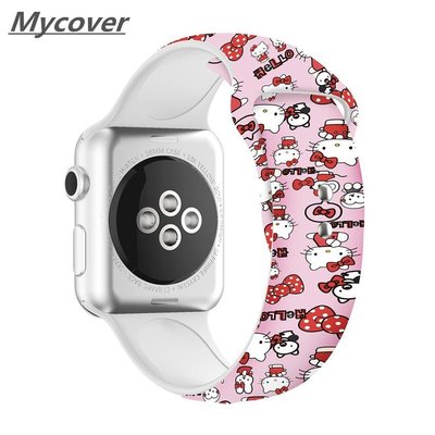 Hello Kitty 矽膠錶帶, 適用於 Apple Watch 38 42 40 44mm 印刷可更換錶帶, 適用於