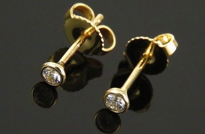 [嚴選優惠]Tiffany&Co 18K黃金 Tiffany Solitaire單鑽石耳環 一對