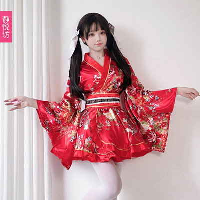 cosplay裝扮 cosplay服裝 日本正裝傳統和服cosplay服裝夏日和風印花改良浴衣和服女士套裝18 XJ005