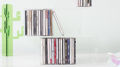 現貨 透明亞克力CD音樂專輯光碟整理盒光盤盒碟片無蓋大容量桌面收納盒 收纳包