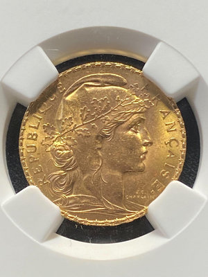 1907年法國瑪麗安娜公雞金幣高盧雄雞NGC MS65錢幣 收藏幣 紀念幣-21928【國際藏館】