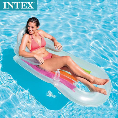 水上設備 游泳 美國INTEX58802 扶手靠背豪華躺椅 水上充氣浮排 浮島單人