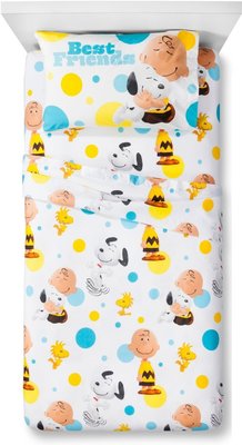預購 美國帶回 Snoopy Peanuts Movie 經典可愛史努比+查理布朗 床包+平單+枕頭套 寢具三件組