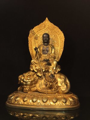 銅鎏金地藏王菩薩佛像，工藝精美，包漿厚重，尺寸如圖，重10公斤，252011481
