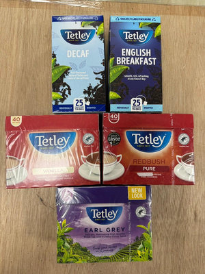 **愛洛奇**TETLEY泰特利茶包(早餐茶，低咖啡因紅茶，香草南非國寶茶，南非國寶茶，英式伯爵茶)