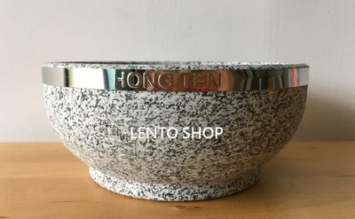 LENTO SHOP - 韓式天然石 石頭碗 石鍋 石碗 石鍋拌飯鍋  Stone Pot  18公分 加強鐵邊包框