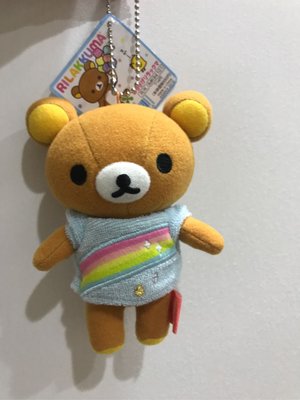 *凱西小舖*日本進口正版SAN-X_Rilakkuma懶懶熊彩虹?系列珠鍊吊飾玩偶