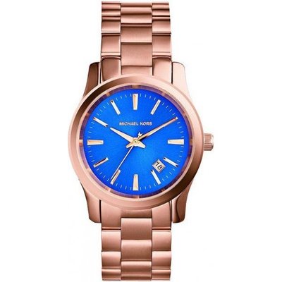 [永達利鐘錶 ] MICHAEL KORS 手錶 38mm 玫瑰金海水藍面 日期 腕錶 MK5913