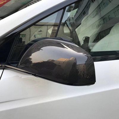 汽車配件 汽車尾翼 適用16-24款Tesla特斯拉model X碳纖維后視鏡罩倒車鏡殼鏡罩改裝