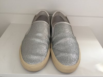 『安閣精品』二手真品 Saint Laurent ysl slp 銀色 便鞋 休閒鞋 41號
