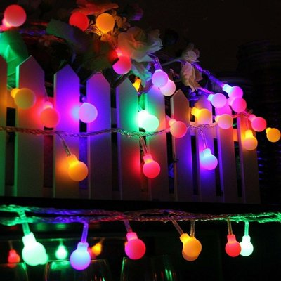 【現貨-立即出貨】彩色繽紛七彩小圓球燈，長度10公尺80個燈【電池款】，防水圓球燈，LED燈串，聖誕燈串