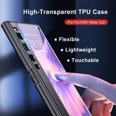 柔韌輕薄HUAWEI Mate Xs 2透明保護殼電鍍邊框高透明背蓋華為Mate XS2全包防摔TPU軟膠手機套可觸控-極巧