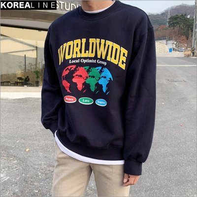 搖滾星球韓國代購 WORLDWIDE印刷衛衣 / 3色 MT6456