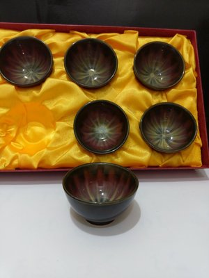 夢幻葵花灑金釉茶杯(碗)6個