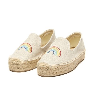 代購！美國正版Soludos草編鞋！Rainbow 米麻彩虹圖案草編鞋（厚底款）