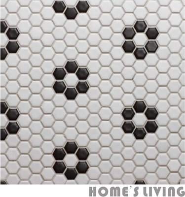[磁磚精品HOME'S LIVING] 2.3*2.3 六角 蜂巢 馬賽克磚 黑 白 餐廳 廚房 浴室 廁所 室內設計