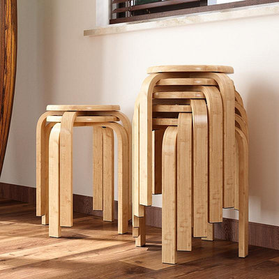 全實木曲木椅凳 可堆疊 圓凳 方凳 實木凳 餐椅 椅子