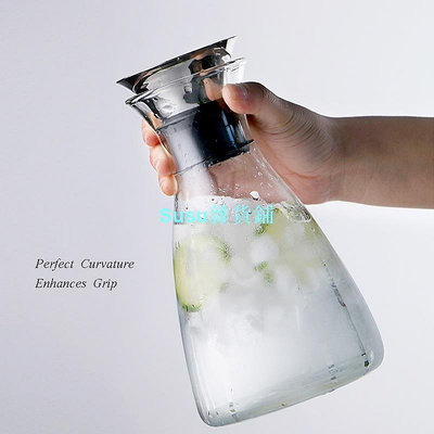 大容量水壺玻璃冷水水壺冰箱玻璃水壺, 用於檸檬水咖啡茶壺水壺家用
