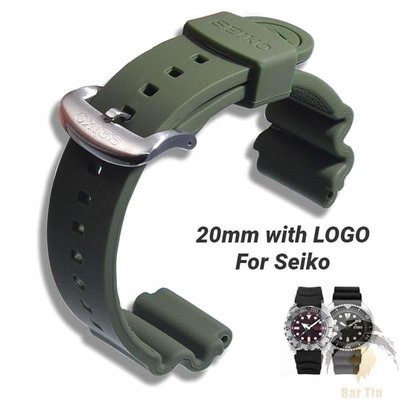 熱銷  優質橡膠手錶帶 20mm適配精工鮑魚罐頭有標 SEIKO 精工錶帶