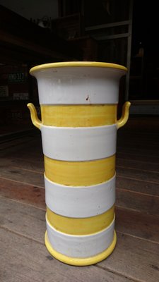 Vintage Americana。復古事 義大利手工製 黃白色陶瓷傘桶