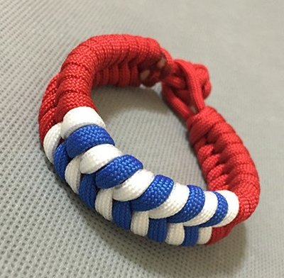 『Paracord mix』魚尾 傘繩手環 鑽石結尾款 紅+藍白間隔