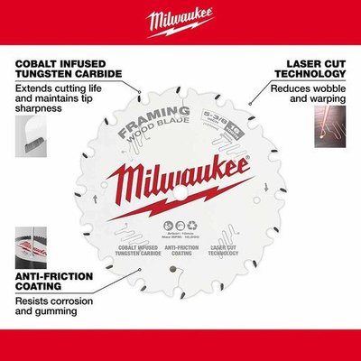Milwaukee 米沃奇 美沃奇48-40-0522 5-3/8" 16T 木材切割圓鋸機鋸片鎢鋼圓鋸片