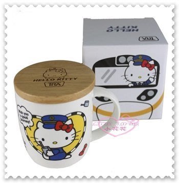 ♥小公主日本精品♥ Hello Kitty 新太魯閣號 咖啡杯 陶瓷杯 附木蓋 馬克杯 台灣製 11277200