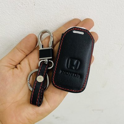 保護套 真皮鑰匙包 本田 CRV,CITY 2015 至 2022 黑色汽車鑰匙皮套 - 帶掛鉤
