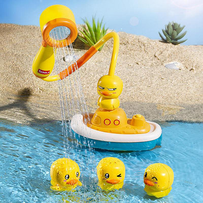 兒童戲水玩具小鴨子花灑 洗澡浴室噴水船 小黃鴨寶寶洗澡噴水套裝