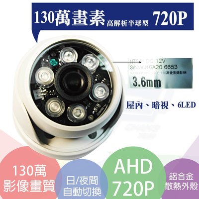 昌運監視器 AHD百萬畫素/720P 1/4 CMOS/6陣列式LED/高解析紅外線攝影機全賣場