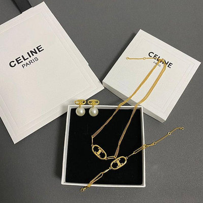 UU代購#CELINE賽琳凱旋門項鏈 手鏈 耳環套裝