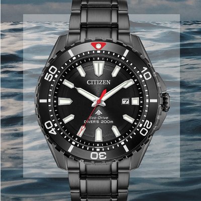 【金台鐘錶】CITIZEN 星辰 (消光黑水鬼) 潛水錶 光動能 200米防水不鏽鋼錶帶 BN0195-54E