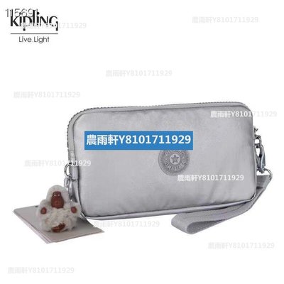 【熱賣精選】Kipling 猴子包 金屬銀 K70109 拉鍊手掛包 零錢包 長夾 手拿包 鈔票/零錢/卡包 輕便多夾層