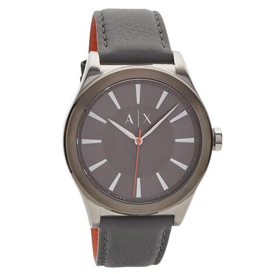 清倉【美麗小舖】ARMANI EXCHANGE 43mm AX2335 灰色真皮皮帶 男錶 手錶 腕錶-現貨在台