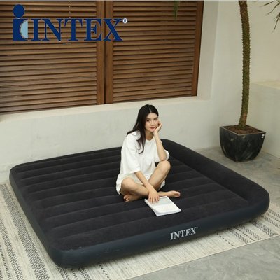 美國INTEX64144 黑白內置枕頭單層特大線拉空氣床  充氣床墊