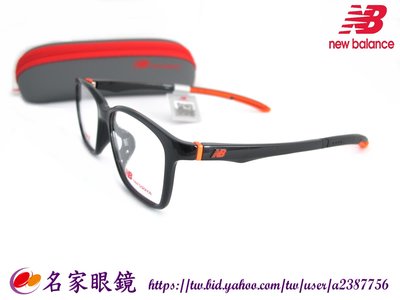 《名家眼鏡》New Balance亮黑鏡框配橘色鏡腳運動款光學膠框NB09097 C01【台南成大店】
