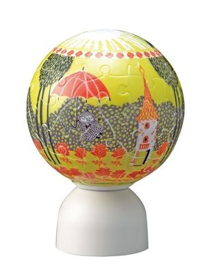 日本正版拼圖 嚕嚕米 姆明 moomin  60片3D立體塑膠球型拼圖附LED底座 可當小夜燈，2003-433