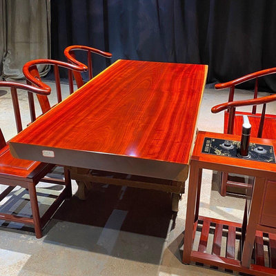 非洲紅花梨實木大板茶桌茶臺老板辦公會議桌原木整板餐桌書桌