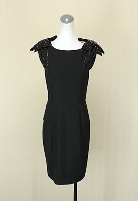 貞新二手衣 La feta 拉法達 黑色圓領無袖棉質洋裝M(36號)(43805)