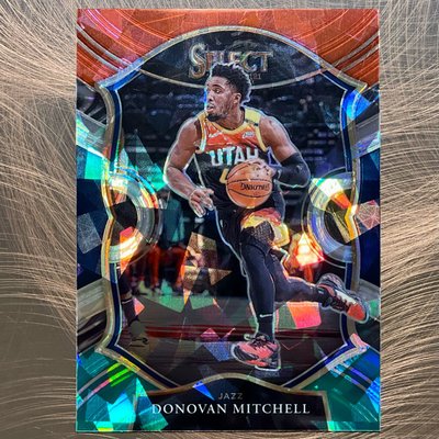 Donovan Mitchell 2020-21 Select Concourse Red White Green Cracked Ice Prizm