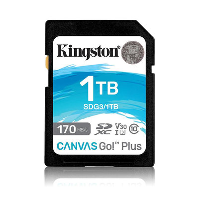 【支援4K影片】Kingston Canvas Go!Plus 1TB 相機記憶卡 (KT-SDCG3-1TB)