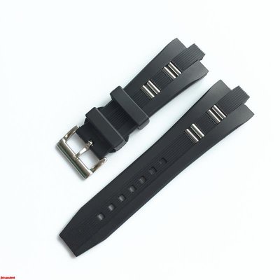 森尼3C-拍下即發代用寶格麗BVLGAR DIAGONO橡膠手錶帶凸口矽膠腕帶黑色男款26mm-品質保證
