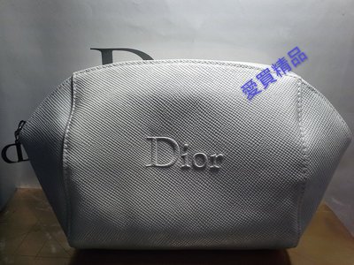 愛買精品~Dior 迪奧橄欖球形化妝包(白色)(皮革材質)