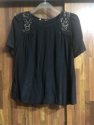 歐美精品KOOKAI 黑色蠶絲造型上衣34號