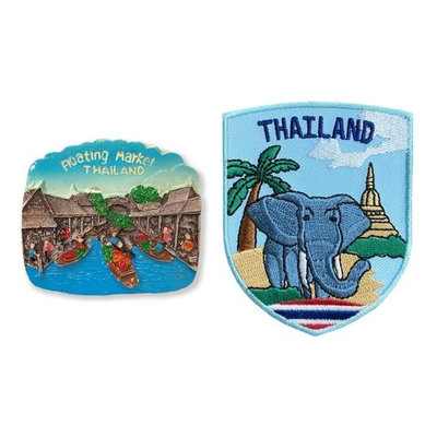 【A-ONE】泰國 水上市場磁鐵磁力貼 +泰國 大象 貼布繡【2件組】伴手禮物C172+188