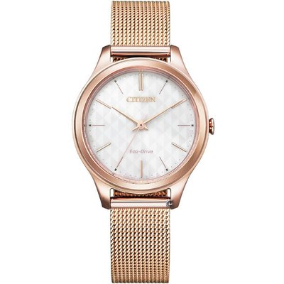 CITIZEN星辰 典雅大方米蘭時尚腕錶(EM0508-80A)白x玫瑰金色