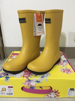 英國 正品 全新【Joules】童 Roll Up Welly 防水 捲筒 雨鞋 雨靴(古典黃) QQmei同款