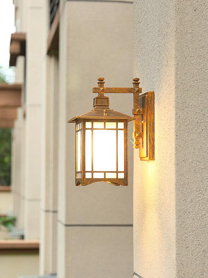 戶外壁燈防水庭院燈復古陽台走廊過道燈中式門頭燈室外墻壁燈LED