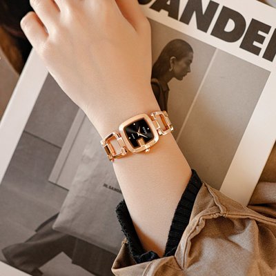 新款手錶女 百搭手錶女GUOU古歐2023年新款石英腕錶氣質女士手錶方形小錶盤簡約鋼帶手錶